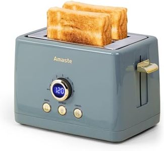 2 Slice Toaster, Retro Bread Toaster with LED Digital Countdown Timer, Extra Wide Slots Toasters with 6 Bread Shade Settings, Bagel, Defrost Function, High Lift Lever, Removal Crumb Tray, Ash Blue
