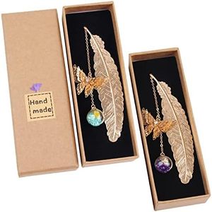 2Pcs Plume en métal Marque-page Cadeau d'anniversaire Femmes Enseignants et fête des mères Papillon Marque-page Idéal Cadeau pour les lecteurs, les Amoureux Maman Dame Femme