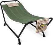 Best Choice Products Outdoor Hammock Bed with Stand for Patio, Backyard, Garden, Poolside w/Weather-Resistant Polyester, 500LB Weight Capacity, Pillow, Storage Pockets - Green