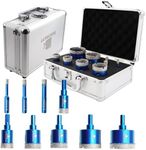 BRSCHNITT Diamond Hole Saw Kit - Porcelain Tile to Granite Drilling, 9pcs Diamond Drill Bits with Triangle Shank (6 8 10 20 25 32 35 43 50mm)