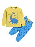 Baba & Baby Long Sleeves Round Neck T-Shirt and Pant Set for Baby Boys (18-24M, 13011-Yellow)