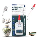 GH1200 (2-IN-1) Ceramic Glue Repair for Pottery with Brush Applicator & Nozzle, Mess Free Stone Glue Outdoor, Instant Temperature Resistant Ca glue, Repair Mugs, Dishes, Pottery & More