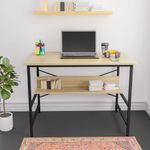 FURLAY Ark Office Desk and Study Table | 1 Year Warranty | Metal and Engineered Wood Desk for Adults & Students (Classic Oak)