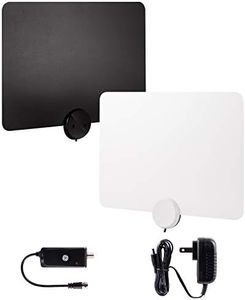 GE Ultra-Thin Amplified TV Antenna, 4K Ready 1080P Digital HDTV UHF VHF, Long Range Indoor TV Antenna, Amplifier with LTE Filter, Reversible Black/White Finish, 48862