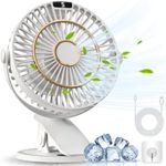 COZII Clip on Fan Rechargeable, Mini USB Desk Fan Silent with 5 Speeds LED Display - 720° Rotatable Powerful Table Fan, 3 in 1 Portable Small Fan for Office, Bedroom, Study, Camping