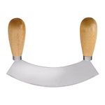 HIC's Mezzaluna Rocking Vegetable Chopper and Mincing Knife, 6.75-Inch Stainless Steel Blade with Wooden Handles