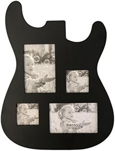 Rise8 Studios Guitar Body Shaped Music Picture Frame for 4x6 and 3x4 Photos (Black Wood Color)