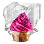 50x Cupcake Boxes Cupcake Containers - Cake Decoration Individual Clear Cupcake Muffin Holders, Reusable Cake Boxes, Party Decoration Cake Cases Pods- Home and Bakery Baking Accessories