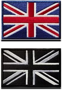 Zcketo 2 Pcs British Union United Kingdom Embroidered Flag Emblem Patches UK Great Britain England Applique Fasteners Hook and Loop Patch for Clothes Backpack Bags Uniform Caps Tactical Military