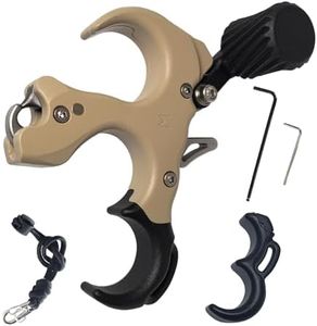 Thumb Release for Compound Bow,Copper Material Archery Release Aids,3 or 4 Finger Adjustable,Bow Trigger Release for Hunting,for Left and Right Handers. (Copper-3 or 4-Finger-Earthy Yellow)