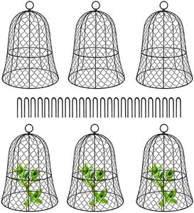 ZeJlo Plant Protectors from Animals, (6 Packs) 12.6" Diameter x 16.5" Height Garden Chicken Wire Cloche, Sturdy Metal Cage Garden Protection for Your Plants and Seedlings, No Assembly Required, Black