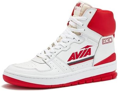 Avia 830 Men's Basketball Shoes, Retro High Top Sneakers for Men Indoor or Outdoor, Street or Court Size 7 to 16, White/Red/Dark Grey, 9.5 Women/8 Men