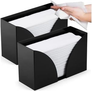 SimplyImagine Acrylic Countertop Paper Towel Holder Dispenser (Black, 2-Pack)