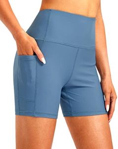 Soothfeel Women's High Waisted Swim Board Shorts 5 Inch UPF 50+ Tummy Control Bathing Suit Bottoms for Women with Pockets Dusty Blue
