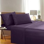 Elegant Comfort 3 Piece 1500 Thread Count Luxury Silky Soft Egyptian Quality Coziest Bed Sheets Set, Twin/Twin X-Large, Eggplant/Plum