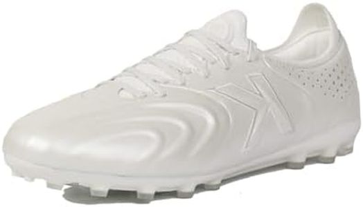 KELME Trofeo Kangaroo Leather Soccer Cleats Men Lightweight Soccer Shoes for Outdoor FG AG Pro K-Leather Football Boots White, 10.5