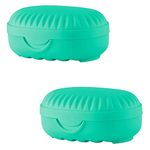 Kuber Industries Saop Holder for Bathroom|Portable Plastic Self Draining Soap Holder|Leakproof Soap Box for Bathroom,Outdoor Camping,Traveling|Pack of 2 (Mint Green)