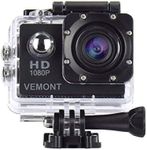 VEMONT Action Camera, 1080P 12MP Sports Camera Full HD 2.0 Inch Action Cam 30m/98ft Underwater Waterproof Snorkel surf Camera with Wide-Angle Lens and Mounting Accessories Kit