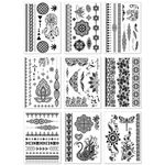 Black Lace Temporary Tattoos for Women Teens Girls - 9 Sheets Black Lace Fake Stickers - Bride Wedding Tattoo Designs Jewellery Tattoos - 100+ Black Flash Realistic Waterproof Transfer