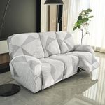 HOKIPO 140gsm Fully Covered Recliner Sofa Cover 3 Seater, Snow White Black Geometry (AR-4942-C9)