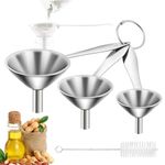 Stainless Steel Funnels Set, 3 Pcs Mini Metal Funnels, Funnel with Long Handle for Transferring Essential Oils, Liquid, Fluid, Spice, Dry, Ingredients, Powder