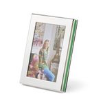 Spode Kit Kemp 4x6 Photo Frame | Cabana Design | Silverplate with Velvet Backing | Elegant Tabletop Decor | Perfect for Showcasing Cherished Memories | Ideal for Home Décor & Gifting