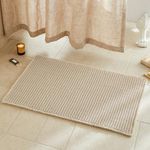 TYUU Pale Beige Bathroom Rug, Waffl
