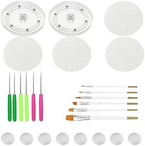 Cookie Decorating Kit Supplies Including 2 Acrylic Cookie Turntable 6 Cookie Scribe Needle 4 Silicone Mesh Mats 6 Cookie Decoration Brushes 8 Rubber Feet Bumpers (Style 1 26 PCS)