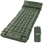 ROPODA Camping Mattress, Ultralight Sleeping Mat with Pillow, Built-in Foot Pump, Self Inflating Mattress with Carry Bag,77''*27''*3.9'' (grey)