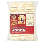 ADB Creations Dog Food Chew Stick Milky Rawhide Calcium Twisted Munchie Treats Nutritional Benefits Strengthen Bones and Teeth for All Breeds Dogs and All Life Stages (1 KG)