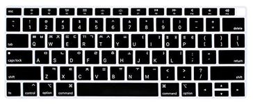 HRH Korean Language Silicone Keyboard Cover Skin for MacBook Newest Air 13 Inch 2018 Release A1932 with Retina Display and Touch ID USA Layout-Black