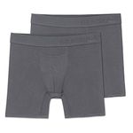 Terramar Men's Silkskins 6" Boxer Briefs, Grey, 2 Pack, Large / 36-38 Inches