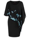 Hanna Nikole Cape Party Dress Womens Lightweight Plus Size Wedding Dress Black Floral Pattern 18 Plus