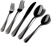 Flatware Set, 20-Piece Elegant Silverware Cutlery Set, Stainless Steel Utensils Service for 4, Include Knife/Fork/Spoon, Mirror Polished, Dishwasher Safe （Black）