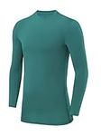 PowerLayer Compression Shirt for Boys, Thermal Long Sleeve Tops Men Base Layers Men Running Cycling Gym Top Shirt- Carmine Green (Boys), 6-8 Years
