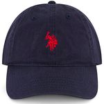 U.S. Polo Assn. Small Pony Logo Baseball Hat, Washed Twill Cotton Adjustable Cap, Navy Blue, One Size