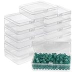 Belle Vous 12 Pack Small Clear Plastic Storage Box Containers with Hinged Lid - L11.2 x W8.3 x H2.8cm / 4.41 x 3.27 x 1.10 Inches - Mini Boxes for Pills, Beads, Jewellery & Craft Items