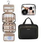 Toiletry Bag, Bagsmart Hanging Travel Makeup Organizer with TSA Approved, Transparent Cosmetic Bag Makeup Bag for Full Sized Toiletries