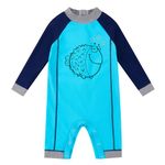 upandfast Baby Boy Swimwear Rash Guard with Snap Bottom UPF 50+ Beach Swimsuit Bathing Suits (Blue Fish,6-9 Months)