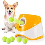 Grezea Automatic Dog Ball Launcher, Puppy Ball Thrower Machine with 10-30 Ft Launch Distance, Interactive Dog Toys for Small Dogs Indoor & Outdoor, Included 6 Mini Balls(Orange)