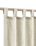 Flax Linen Curtains Long for Living Room 2 Panels Tab Top Light Filtering Energy Efficient Burlap Cotton Textured Large Beige Outdoor Curtain for Sliding Door Patio French Country Decor Tan, 52x108