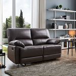 SC Furniture Ltd Brown High Grade Leather 2 Seater Manual Recliner Sofa Suite OREGON (Two Seats)