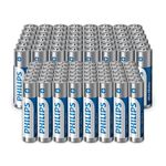 Philips Ultra AA/AAA Alkaline Batteries Combo - Great Value for Mixed Uses, Pack of 96