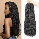 Xtrend 7 Packs 18 inch Black Passion twist crochet hair Water Wave Long Bohemian Crochet Braids Hair for Distressed Butterfly Locs Hair Synthetic Natural Hair Extensions 18strands/pack 1B#