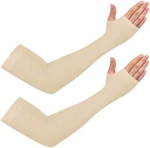 PURSUE FASHION Unisex Full Arm Fingerless Sleeves Gloves for UV, Dust, Summer, UV Sun Protection Arm Sleeves for Men & Women, Protection Arm Sleeves (Skin, 1 Pair)