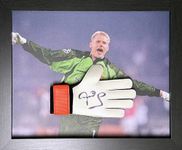 Allstarsignings Peter Schmeichel United signed and framed goalkeeper glove with COA and proof