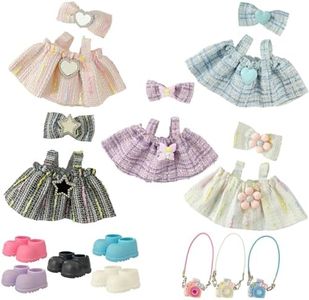 Ezcora Clothes for Doll, 5 Pack Doll Outfits with Shoes for 15-17cm Doll, Perfect for Play and Display, Accessories for Doll's Collectors (No Dolls) (Set 1)