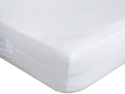 Cubrecolchón Impermeablecon TPU y Cierre con Cremallera, Cobertura Completa, Funda colchón, Protección Integral, Lavable, Color Blanco para Camas de 135 x 190/200 cm - 1 Pieza