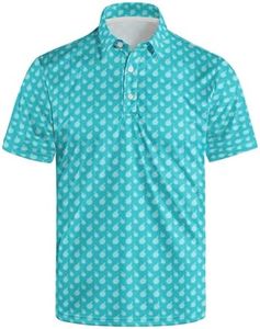 Funny Print Golf Shirts for Men Lightweight Dry-Fit Hawaiian Style Casual Polo with Stretch Fabric for Outdoor & Sports,Green L