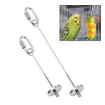 Parrot Skewer Feeder Stainless Steel 2pcs S/L Parrot Treats Fruit Stick Holder Bird Food Holder Foraging Toy for Parrot Budgie Parakeet Cockatiel